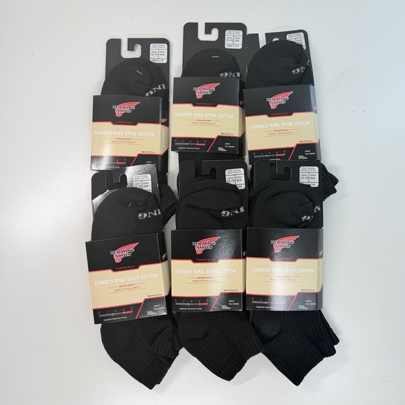 RedWing Other - Red Wing Low Cut Work Socks. 6 Pair Of Black. X-Large Mens 12-15